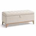 Aufbewahrungsbank Leinen Holz Beige 120 cm x 40 cm x 45 cm