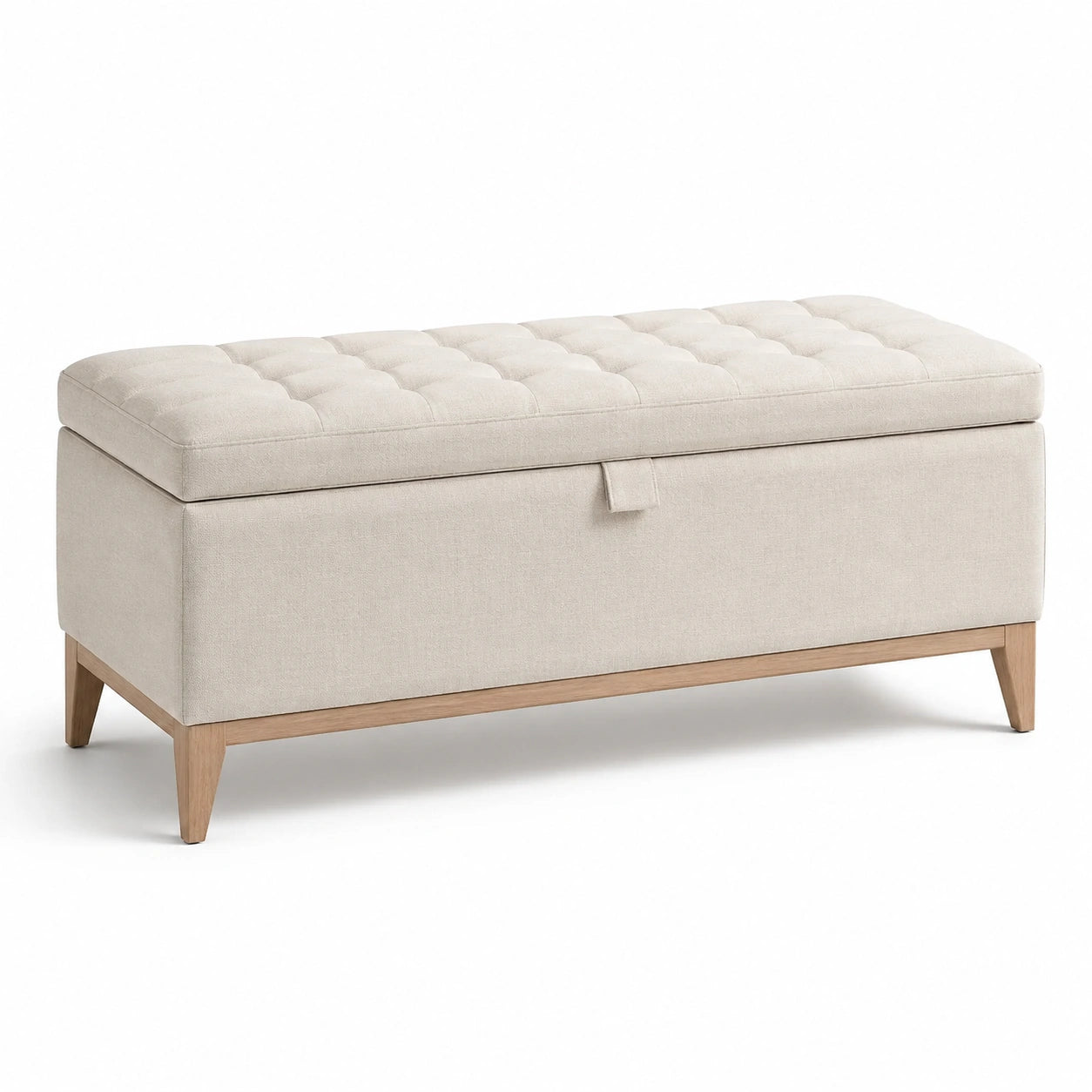 Aufbewahrungsbank Leinen Holz Beige 120 cm x 40 cm x 45 cm