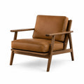 Holzsessel mit Lederpolster Braun 75cm x 85cm x 80cm