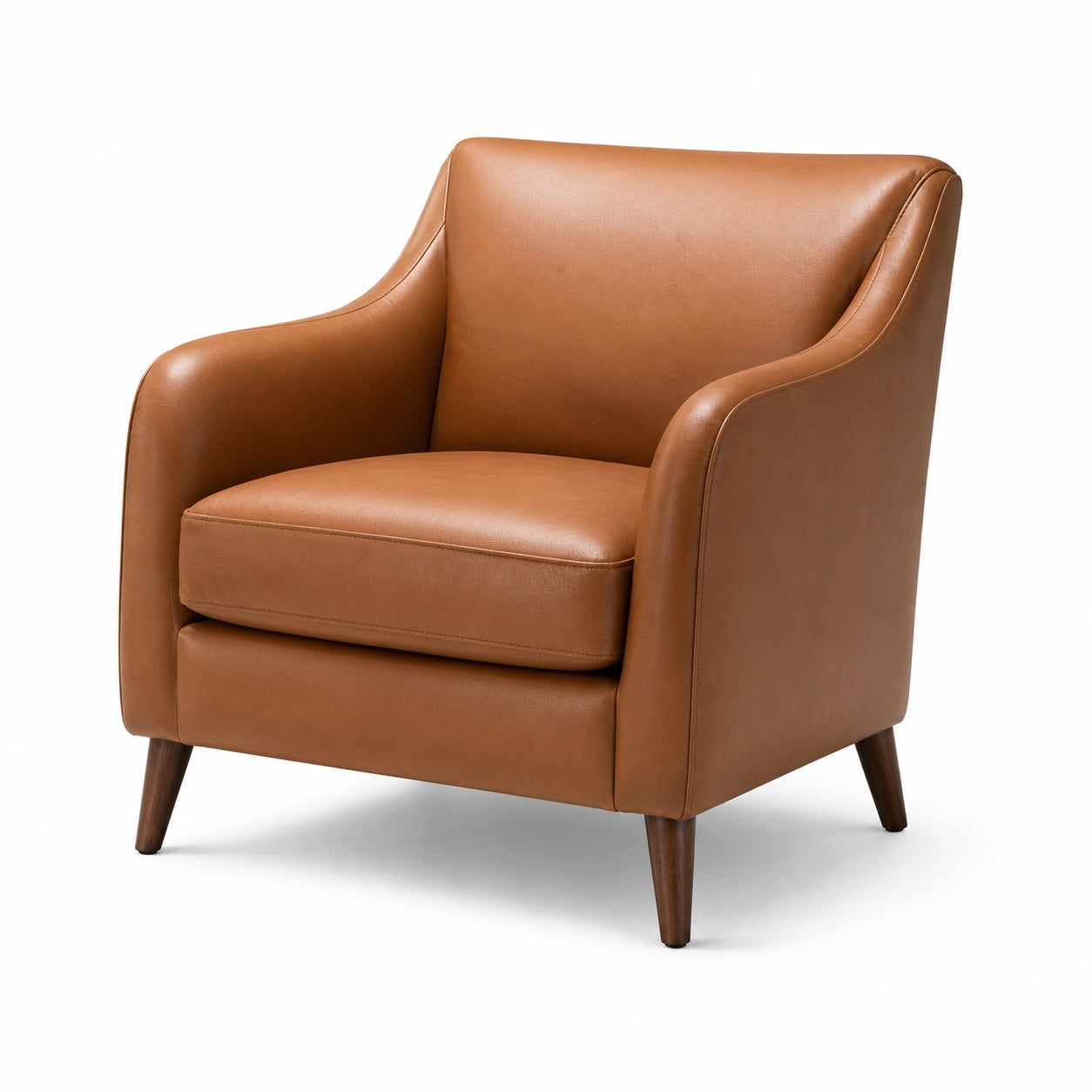Ledersessel mit geschwungenen Armlehnen Cognac 100x80x85cm