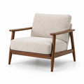 Leinensessel Beige mit Walnussholzrahmen