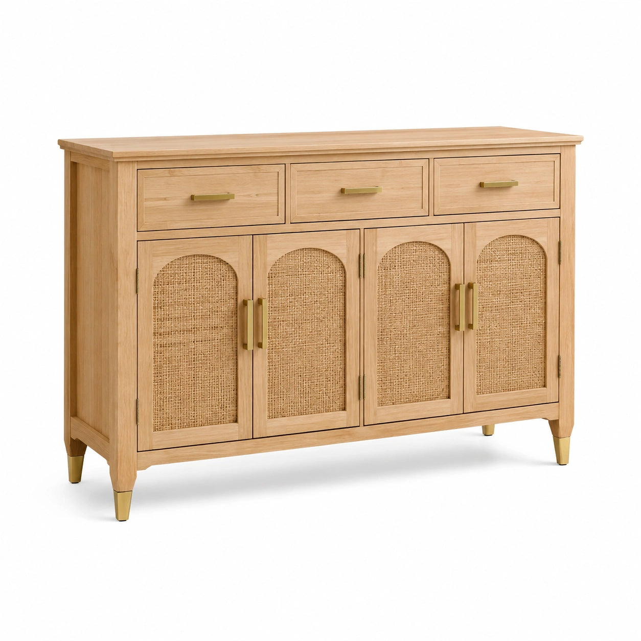 Sideboard aus Eichenholz und Rattan 150x40x85 cm