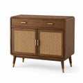 Sideboard aus Walnussholz und Rattan Dunkelbraun 100x40x80 cm