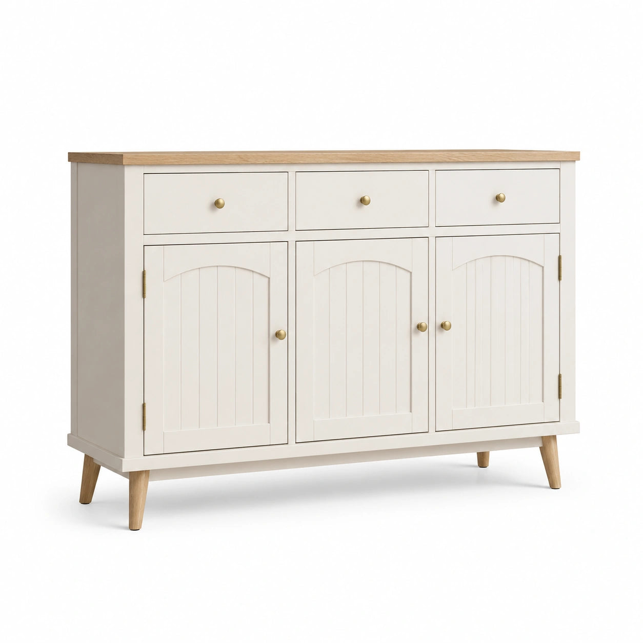 Sideboard MDF Holz Weiß 3 Schubladen 3 Türen