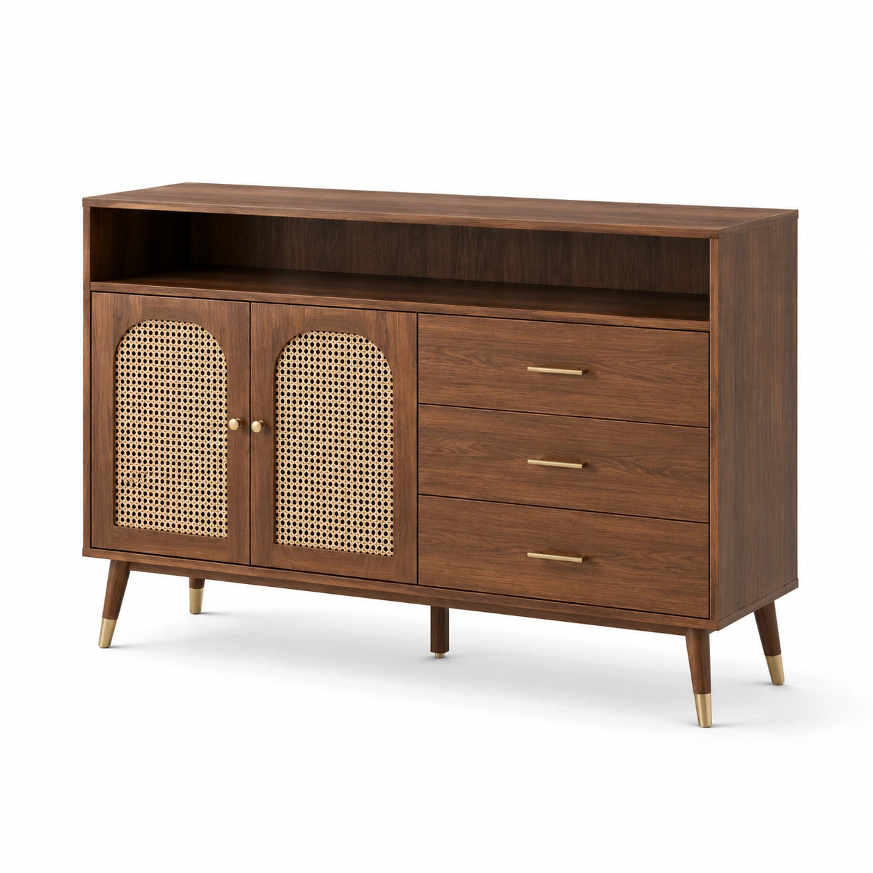 Sideboard Holz Rattan 120x40x80 cm