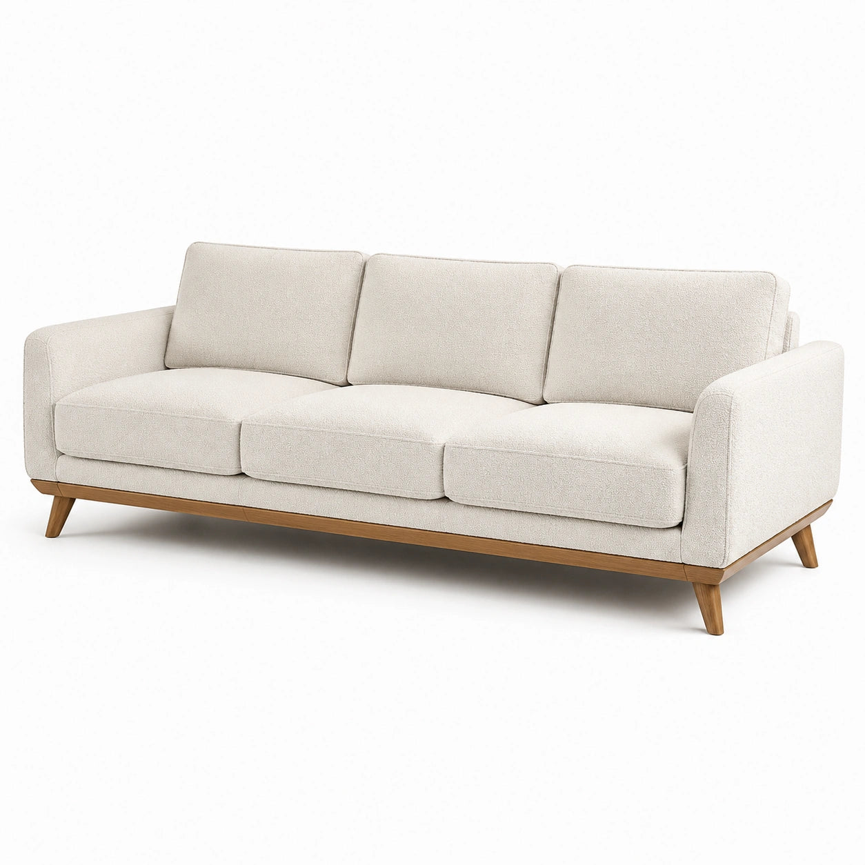 3-Sitzer Sofa Leinenstoff Eichenholz Beige