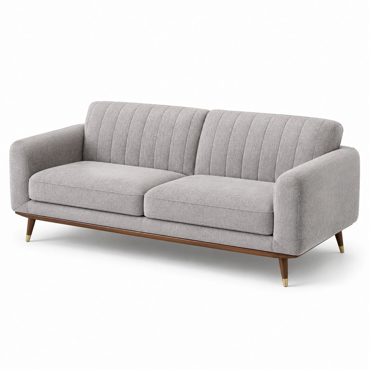 Dreisitzer Sofa Holzrahmen Grau Stoff