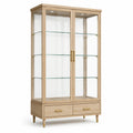 Eichenholz-Vitrine mit gehärtetem Glas 180cm x 90cm x 40cm