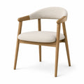 Esszimmerstuhl aus Holz mit Polyesterstoff, beige