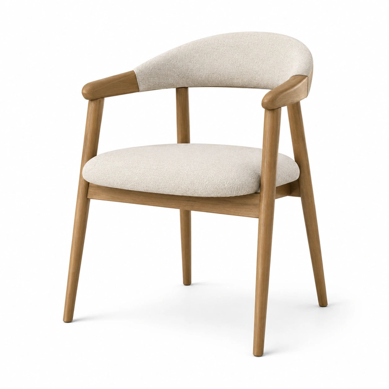 Esszimmerstuhl aus Holz mit Polyesterstoff, beige