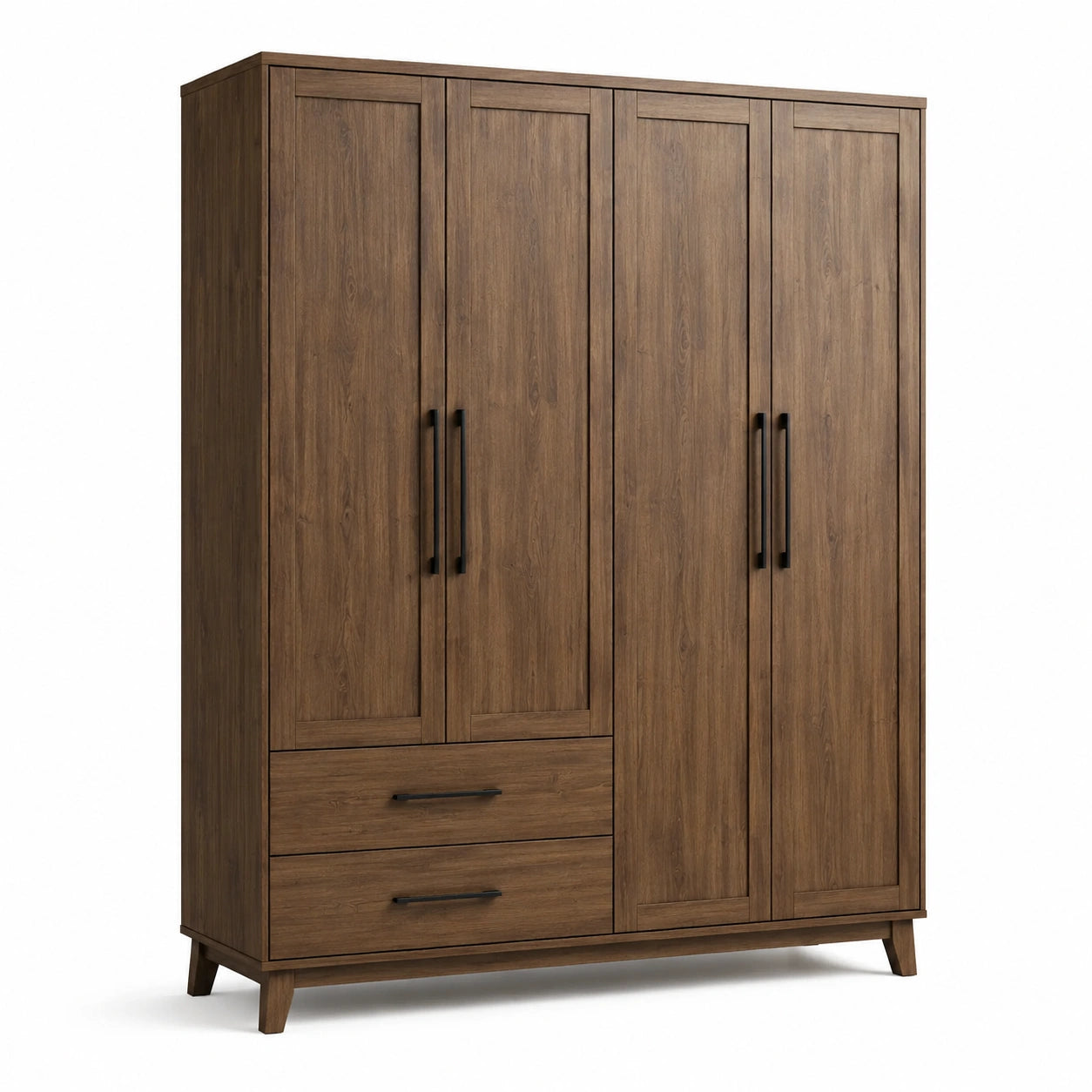 Kleiderschrank aus Holz mit 4 Türen und 2 Schubladen, 180x120x50 cm