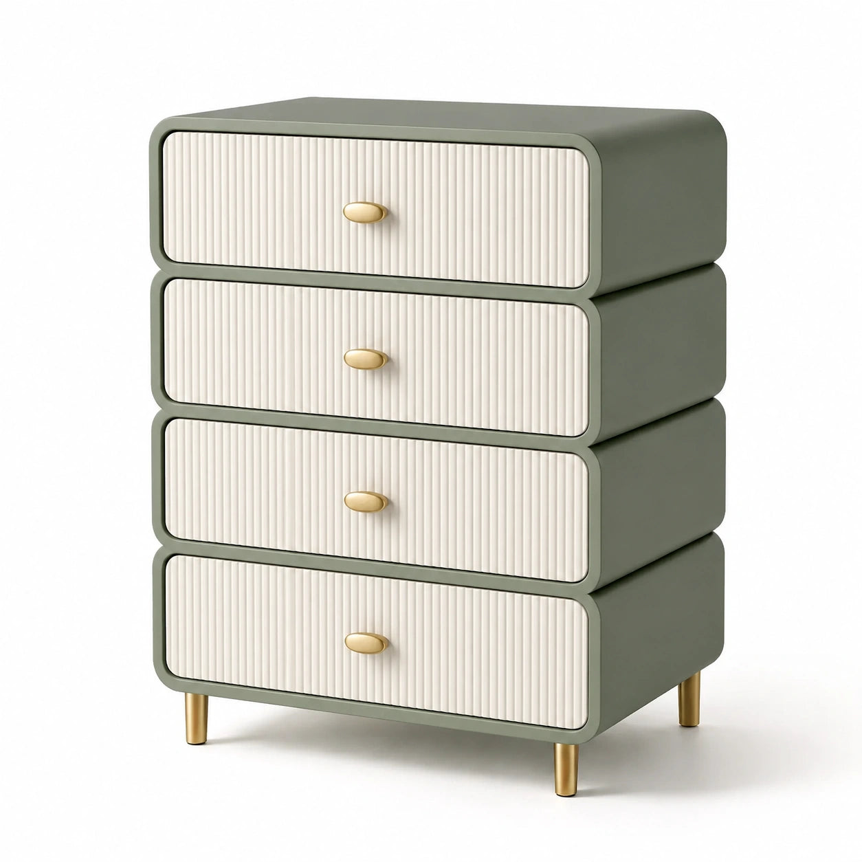 Kommode mit 4 Schubladen aus MDF-Holz Grün/Beige 90cm