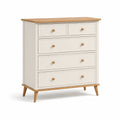 Kommode mit 5 Schubladen aus Holz in Creme/Hellbraun